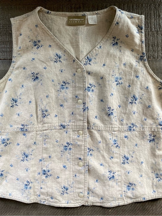 Liz Claiborne Jackets & Blazers - Vintage 90s Liz Claiborne Lizwear Floral Vest Women’s Size 14 Large Cottagecore